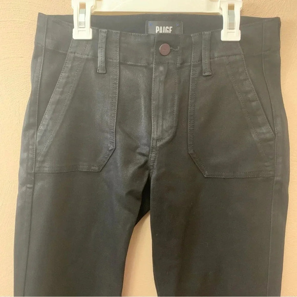 PAIGE Mayslie Coated Jogger Pants in Black Fog Luxe Coating - Picture 6 of 16